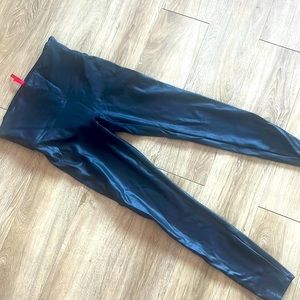 Black Leather SPANX Leggings Sz L